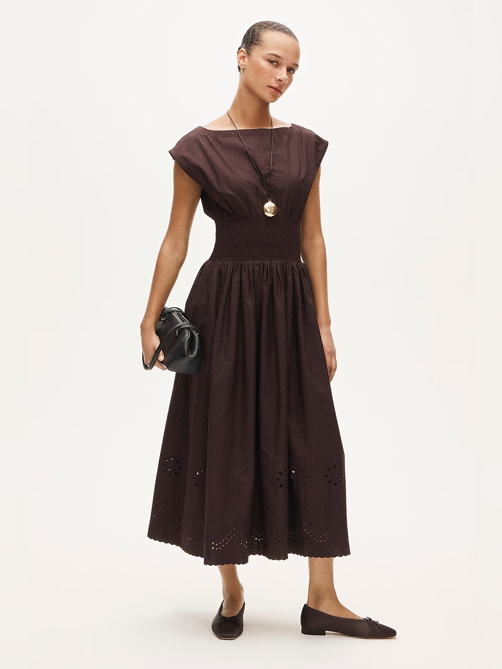 J.Crew Smocked Eyelet-Hem Dress In Cotton Poplin
